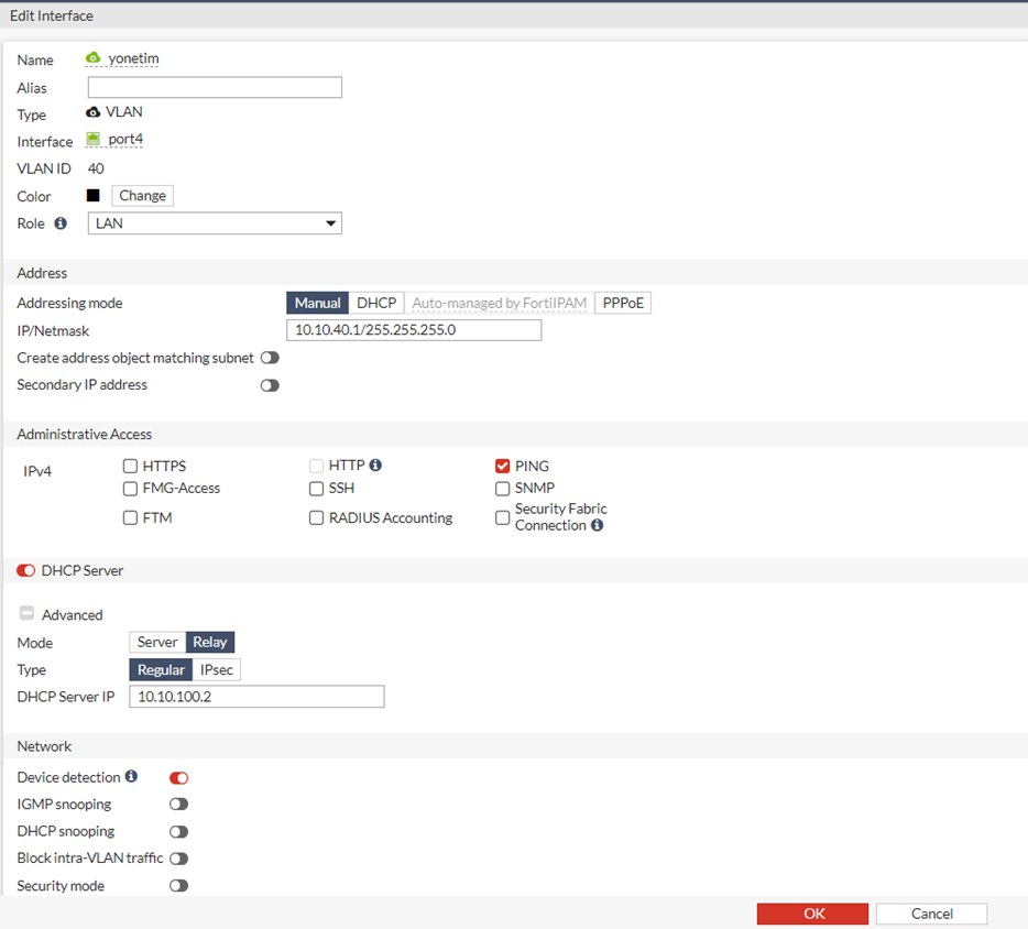 vlan default gateway