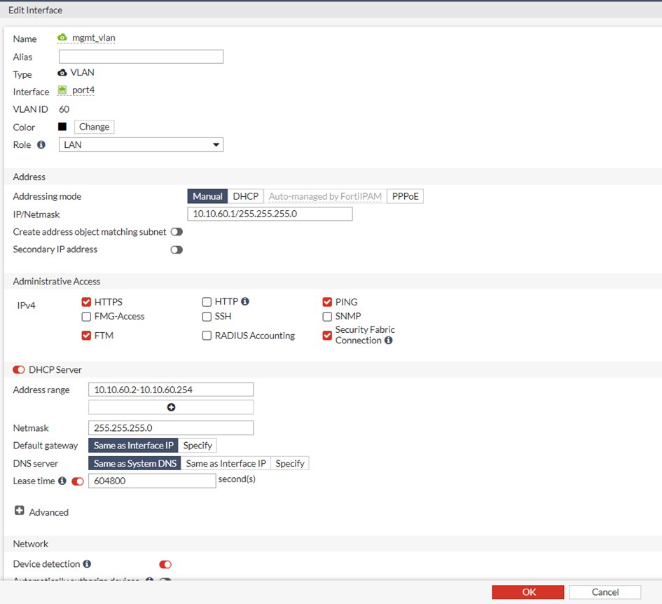 Management Vlan FortiGate